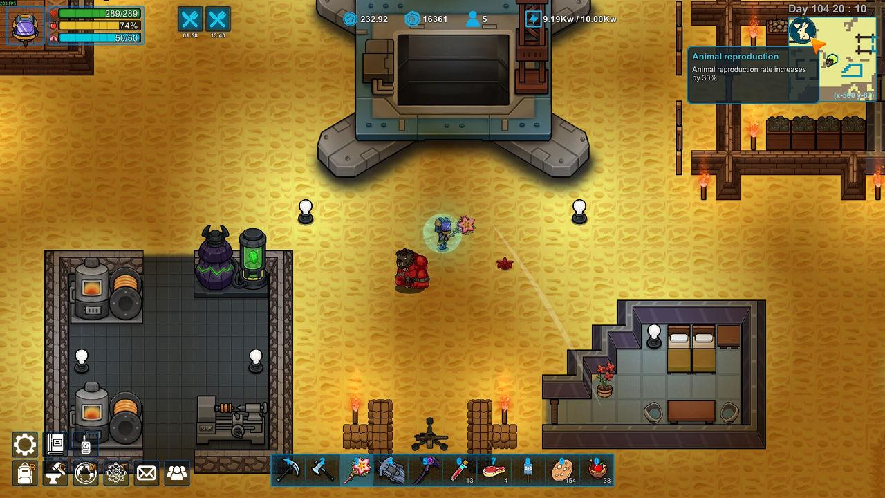 Familiars working around the base in XenoHaven